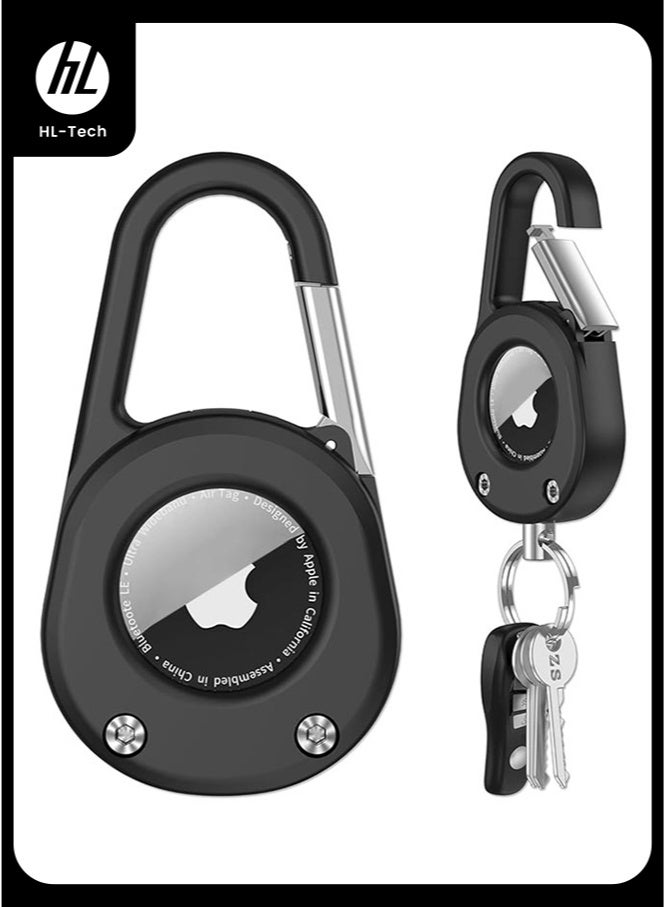 HL-Tech Air Tag Keychain with Carabiner,Thick Hard PC Air Tag Holder,IPX8 Waterproof,Secure Lock,Universal Wheel Key Chain - Image 1