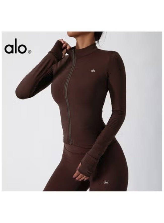 Alo Yoga Alo Sport Jacket for Running, Fitness, Training, Long Sleeve, Fast-Drying, Suitable for Autumn/Winter, Tight-Fitting, Workout, Long Sleeve Training Top - Image 1