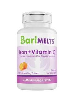 Iron With Vitamin C Dissolvable Bariatric Vitamins For Wls Patients Including Gastric Bypass And Sleeve Gastrectomy Natural Orange Flavor 90 Fast Melting Tablets