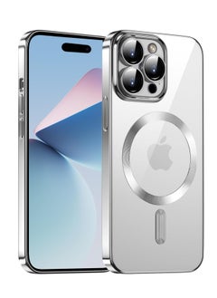 Magnetic Cover for iPhone 15 Pro MAX 6.7 Inch [Compatible with MagSafe], iPhone 15 Pro MAX Case Slim TPU Silicone Anti-Slip, Wireless Charging, iPhone 15 Pro MAX Cases, Silver