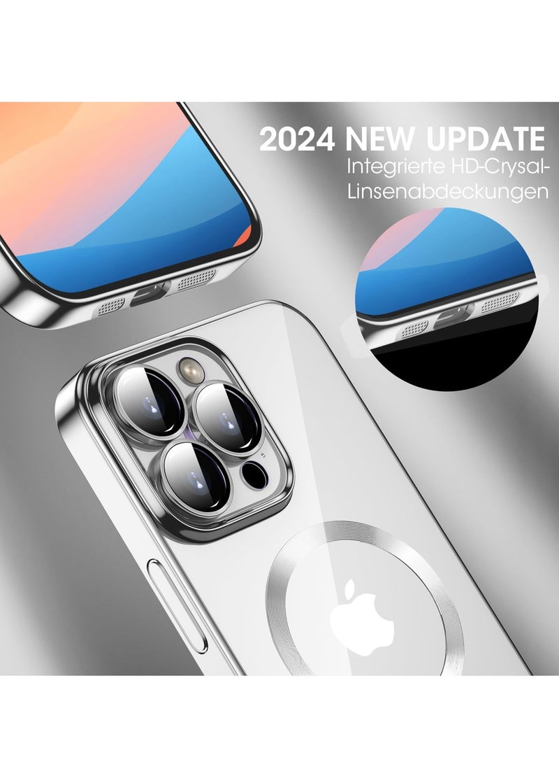 Generic - Magnetic Cover for iPhone 15 Pro MAX 6.7 Inch [Compatible with MagSafe], iPhone 15 Pro MAX Case Slim TPU Silicone Anti-Slip, Wireless Charging, iPhone 15 Pro MAX Cases, Silver - Image 1