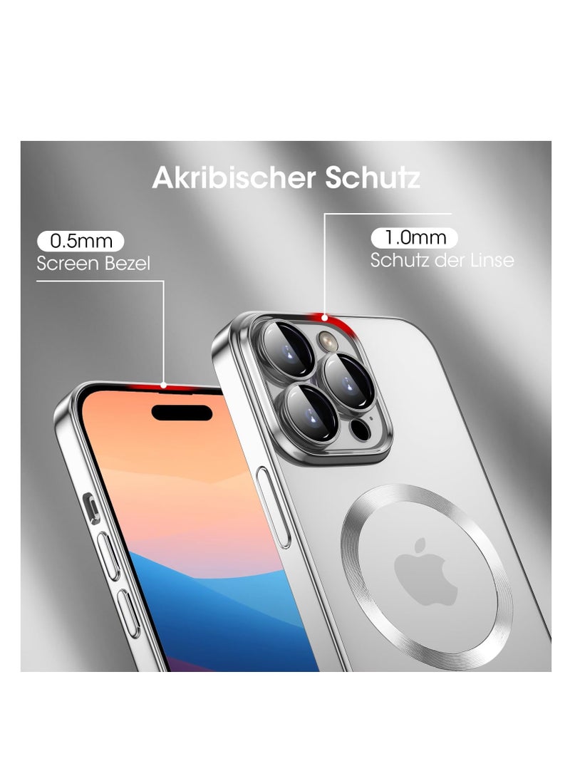 Generic - Magnetic Cover for iPhone 15 Pro MAX 6.7 Inch [Compatible with MagSafe], iPhone 15 Pro MAX Case Slim TPU Silicone Anti-Slip, Wireless Charging, iPhone 15 Pro MAX Cases, Silver - Image 1