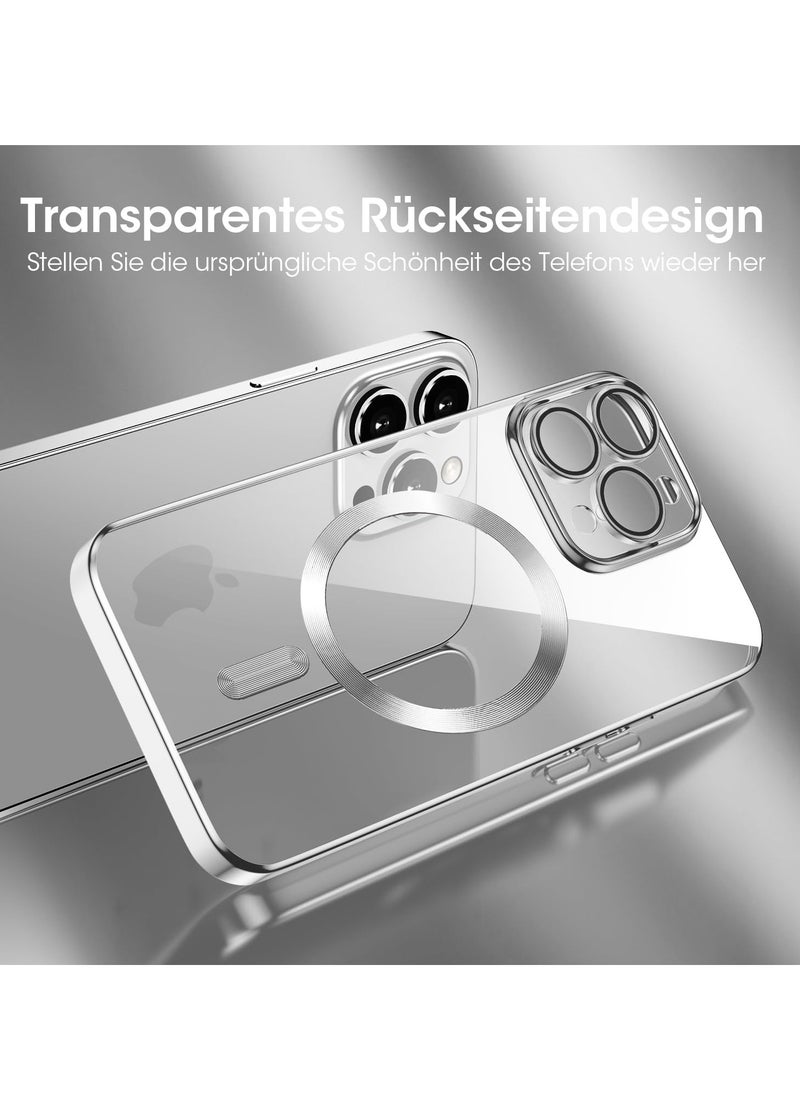Generic - Magnetic Cover for iPhone 15 Pro MAX 6.7 Inch [Compatible with MagSafe], iPhone 15 Pro MAX Case Slim TPU Silicone Anti-Slip, Wireless Charging, iPhone 15 Pro MAX Cases, Silver - Image 1