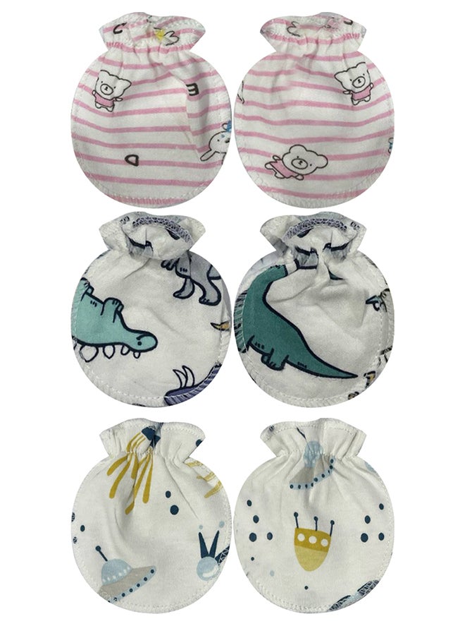 MARGOUN 3 Packs Newborn Baby Mittens Anti Scratch Baby Mittens No Scratch Mittens Baby Gloves for 0-6 Months Boys Girls Multicolour  - Image 2