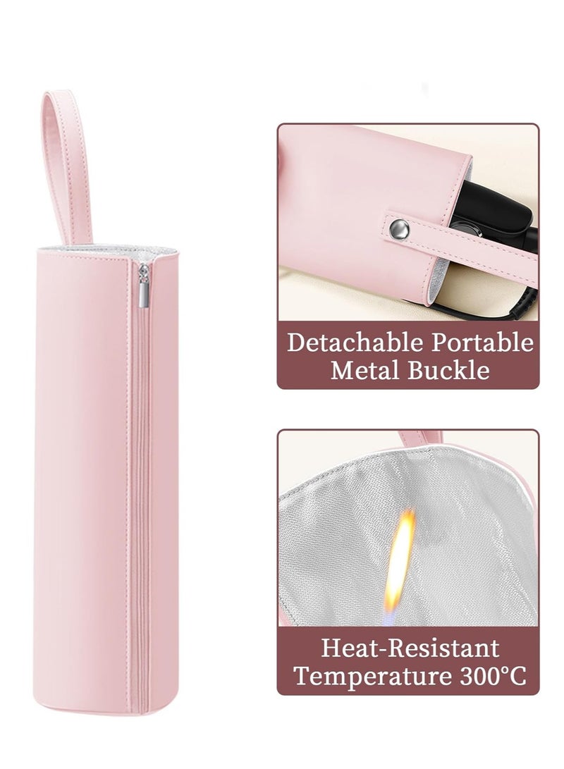 A Heat Resistant Padded Bag for Curling Iron, Hair Straightener, Flat Iron, Curling Iron Stand with Handle, Hot Hair Tool Storage Bag for Travel and Home (Pink) - Image 4