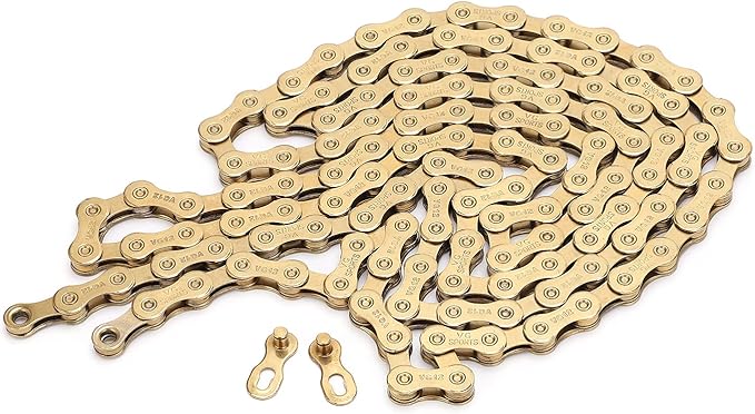 سلسلة دراجة تيتانيوم جولد 12 سرعة 126 حلقة فولاذ كربوني عالي القوة وصلة سريعة - Image 1