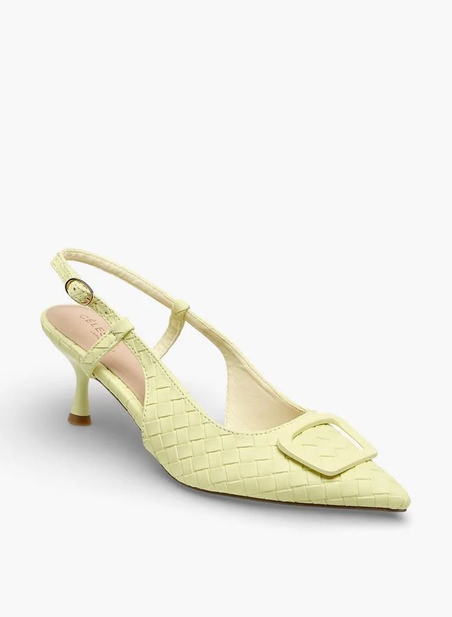 Celeste Women Buckle Closure Kitten Heel Shoes