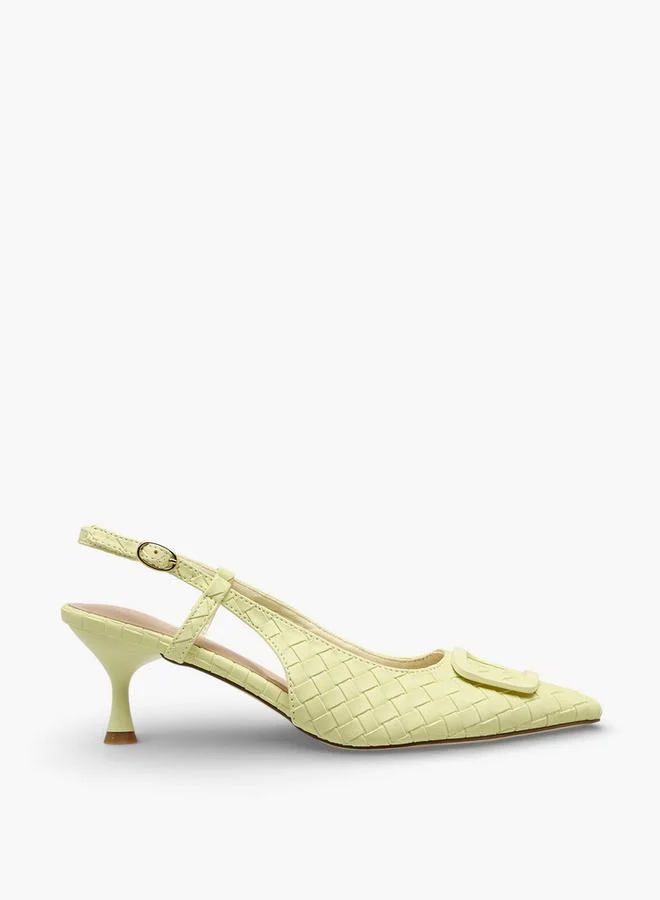 Celeste YELLOW Women Buckle Closure Kitten Heel Shoes for Women | Best Price UAE