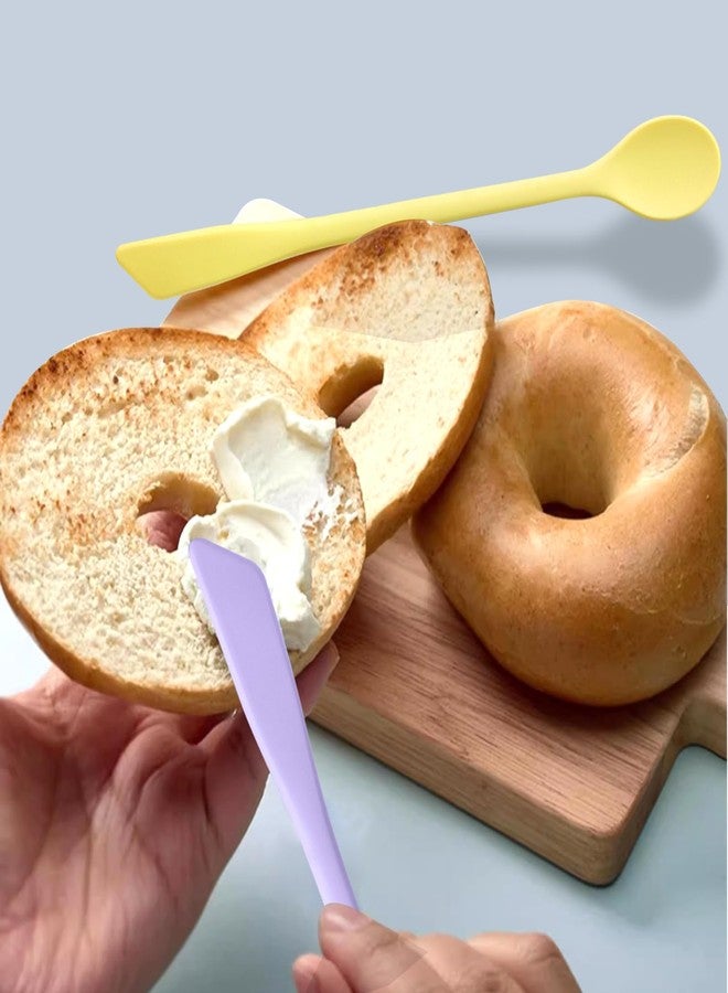 CATOSUM 2 Pcs Silicone Stirrer Stick Spoon, 10-inch & Mini Dual-Ended Food Grade reusable Spatulas for Mixing, Scraping, Coffee, Cocktail, Jam, Narrow Bottles, Yellow & Purple - Image 3