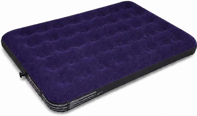 Lightweight Inflatable Air Mattress, 191 * 137 * 22cm Portable Camping Air Bed Comfort Dual-Surface Airbed, Portable Air Bed for Camping, Home & Travel, Flocked Airbed, Blue - Image 1