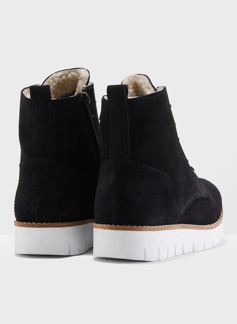 VERO MODA Mella Real Leather Lace Up Ankle Boot