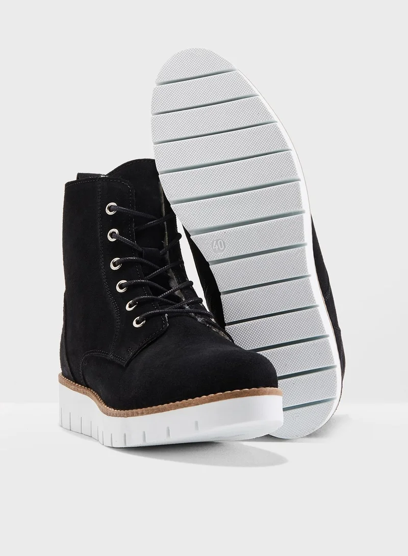 VERO MODA Mella Real Leather Lace Up Ankle Boot