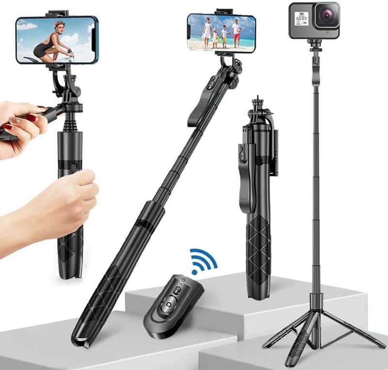 ADZOY ADL-L16 (2025) | Selfie Stick Phone Tripod | Bluetooth Remote | 60" (5Ft) Extendable Stand |iPhone Android Camera | 360° Rotation |Overhead Phone Holder Stabilizer |Vlog | Live Stream | Online - Image 1