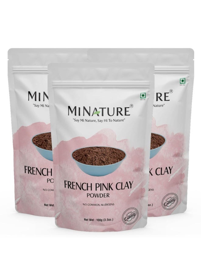 Mi Nature French Pink Powder | Montmorillonite Rose Pink-Clay | Detox, Exfoliation, Oil Control|100% Pure & Natural Face Mask Skincare |100g (Pack of 3) - Image 4
