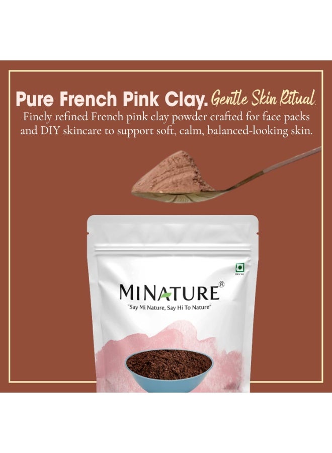 Mi Nature French Pink Powder | Montmorillonite Rose Pink-Clay | Detox, Exfoliation, Oil Control|100% Pure & Natural Face Mask Skincare |100g (Pack of 3) - Image 3