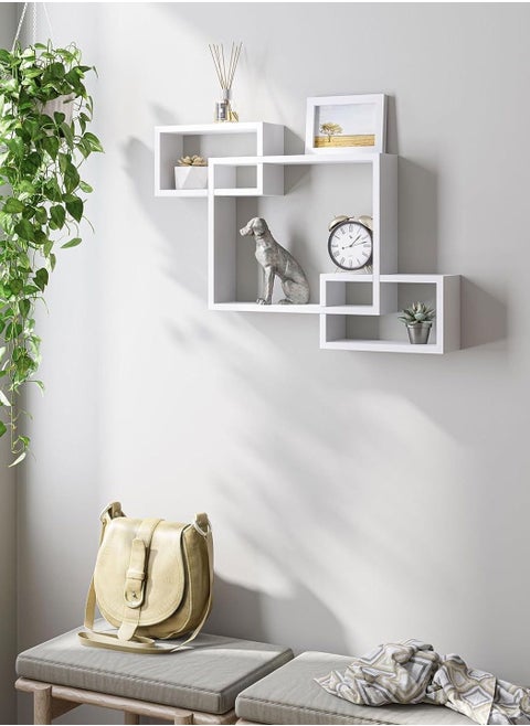 Cube Floating Shelves 3 Square Interlocking Decorative Wall Shelf Geometric Box Shelves for Living Room Bedroom Bathroom