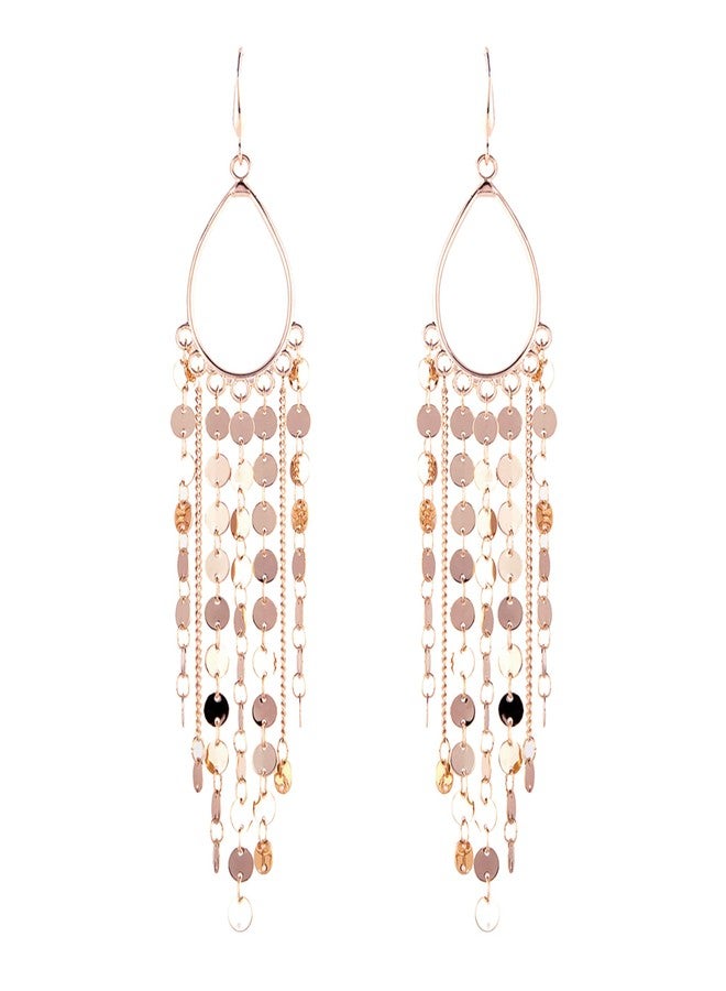 NTLX Bohemian Boho Tassel Dangle Drop Earrings for Women - Lightweight Filigree Gypsy Coin Chandelier Disc Charm Hoops - included Gift Box - Image 1