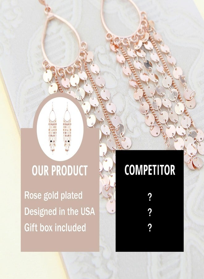 NTLX Bohemian Boho Tassel Dangle Drop Earrings for Women - Lightweight Filigree Gypsy Coin Chandelier Disc Charm Hoops - included Gift Box - Image 4