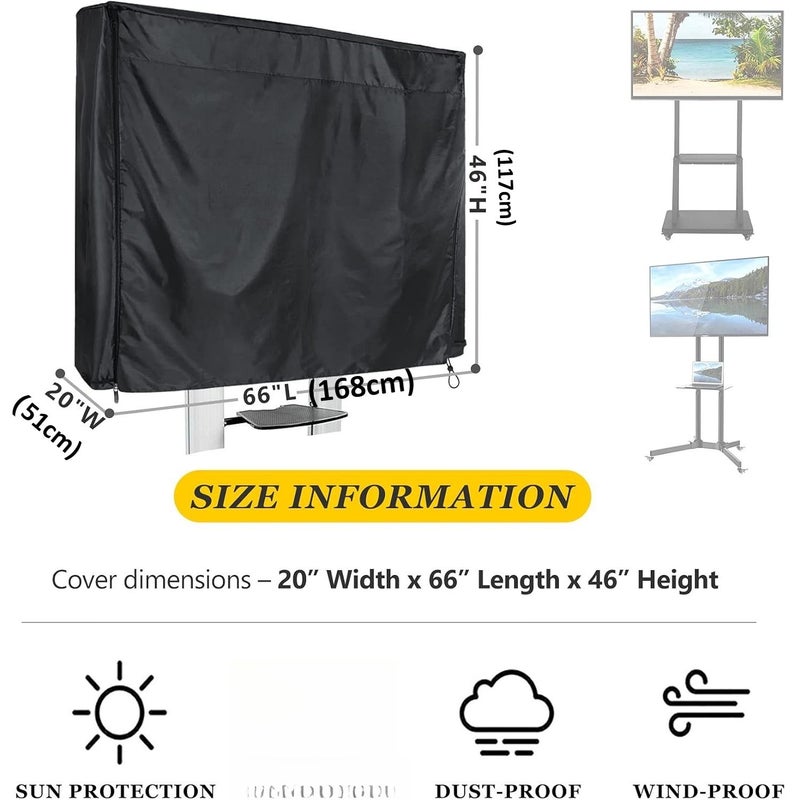 Black Mobile TV Stand Cover For 60-72 Inch Outdoor Dustproof Screen Protector - Image 3
