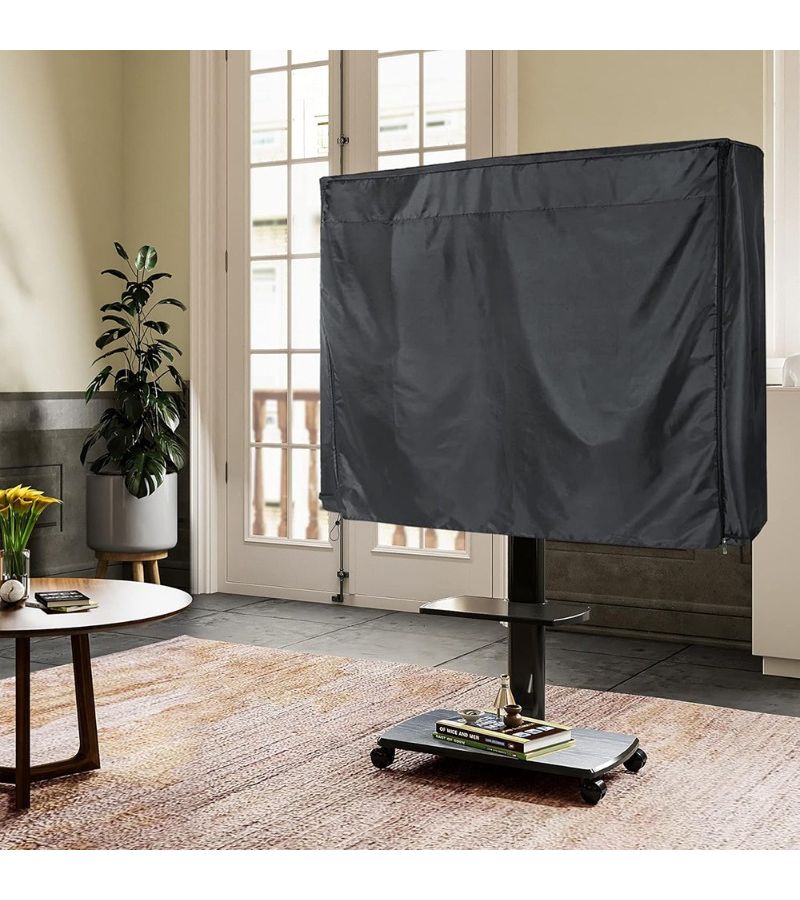 Black Mobile TV Stand Cover For 60-72 Inch Outdoor Dustproof Screen Protector - Image 2