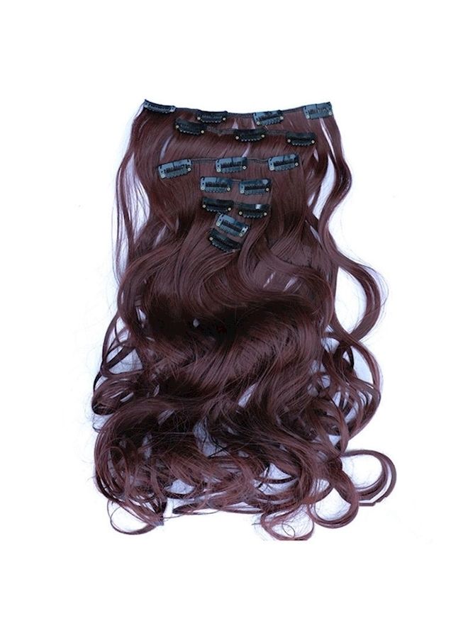 NIBEMINENT 7-Piece Long Straight Hair Extension Burgundy 50cm