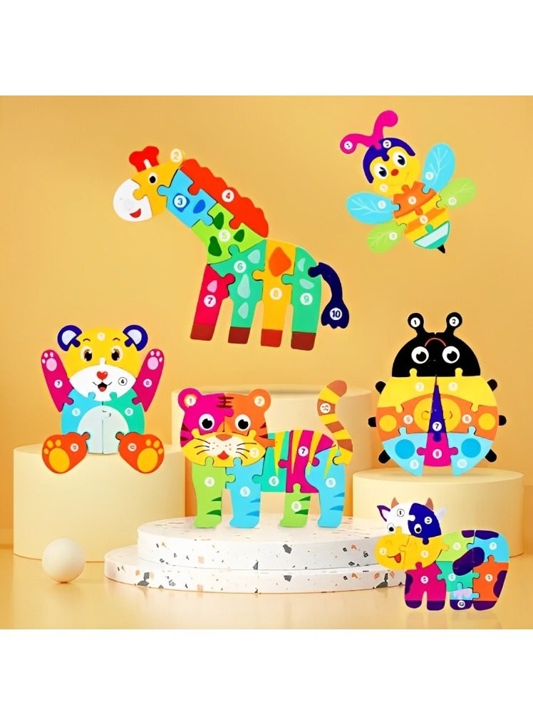 Wooden 3D Puzzles, Colored Animal Style, Teacher Parents Early Learning Support Tools, Attractive Colors and Patterns, Montessori  Motor Skill Development Toys, Ideal Kids Gift (Cat Shape) - Image 2