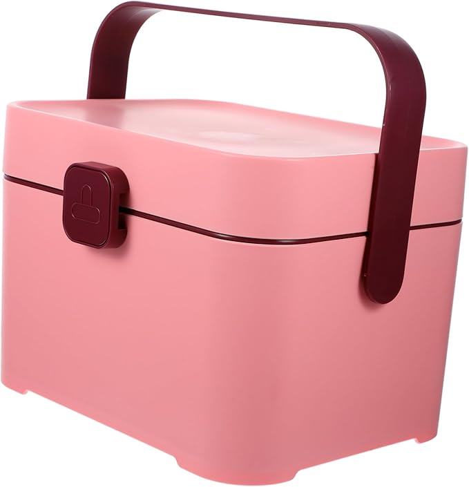Portable Medicine Storage Case Multilayer Organizer Large First Aid Kit Pink - Image 1