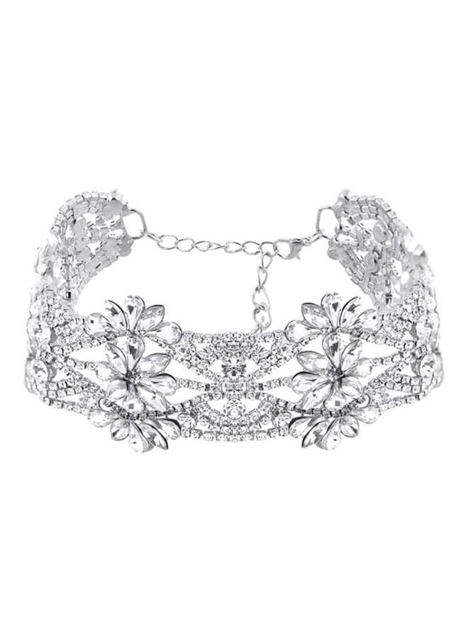 NIBEMINENT - Platinum Plated Stainless Steel Cubic Zirconia Studded Choker - Image 1