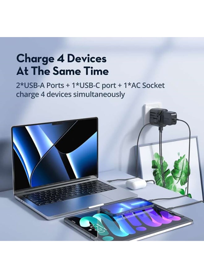 راف باور فيش سفر راف باور بقوة 20 واط متعدد المداخل مع منفذين USB ومنفذ تايب سي - اسود أسود - Image 3