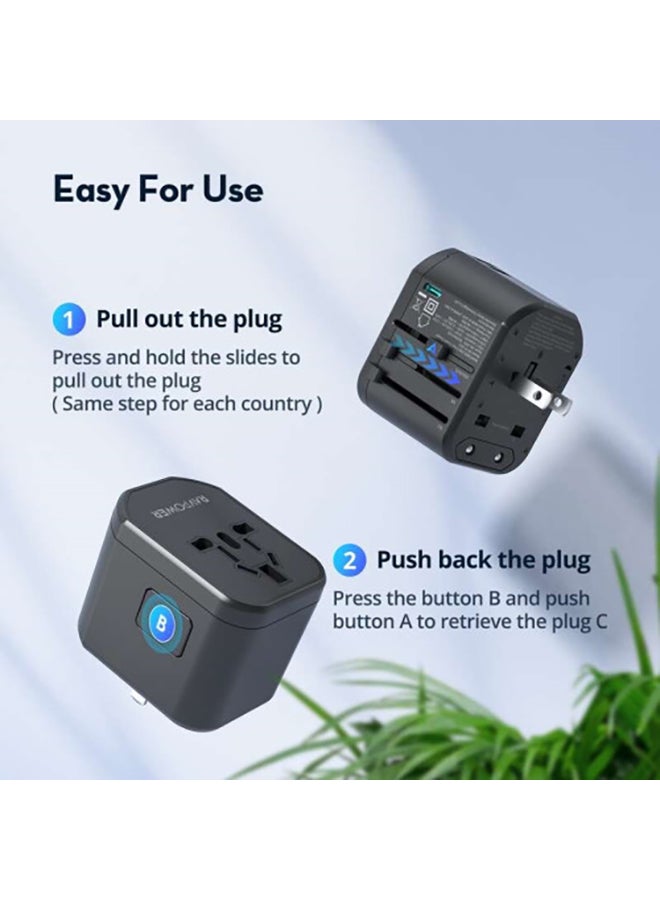 راف باور فيش سفر راف باور بقوة 20 واط متعدد المداخل مع منفذين USB ومنفذ تايب سي - اسود أسود - Image 4