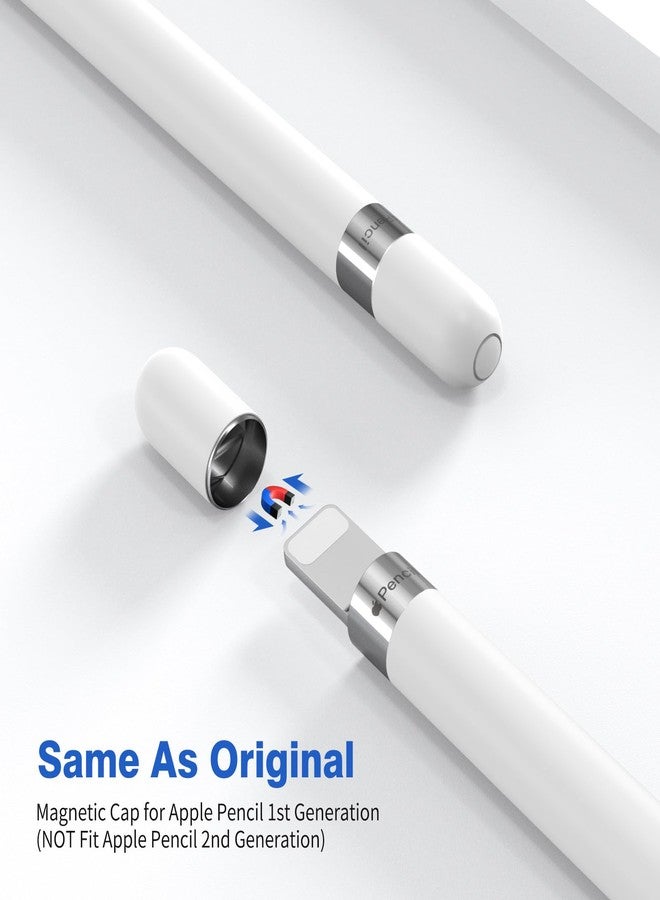 iMangoo for Apple Pencil 1st Generation Cap Magnetic Replacement Cover+3 Pack Anti Lost Silicone Protective Strap Cap Holder Keeper for iPencil Gen 1 Stylus Pen Top Accessories (White, Black, Blue) - Image 2