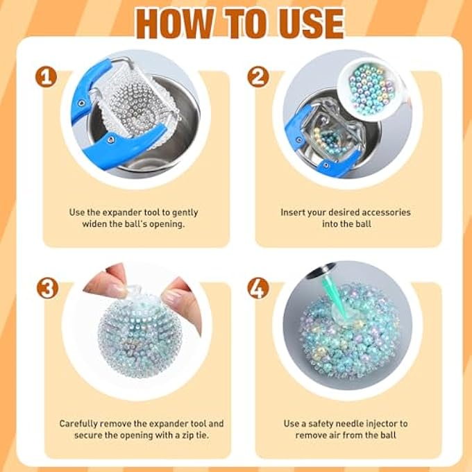 Simgoing 12 Pcs DIY Stress Ball Making Kit, Blank Stress Pressure Ball Skin Kit with Vacuum Evacuating Device & Expander Tool Make Your Own Fidget Pressure Balls for Adults(Spiky) - Image 3