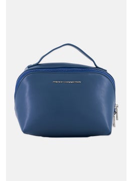 French Connection Women Brand Logo Cosmetic Pouch, Slate Blue  - Image 1