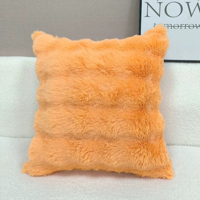 Double-sided imitation rabbit plush pillow, light luxury pillow, large backrest cushion, living room sofa pillow, pillowcase without core, high-end feeling - Image 3