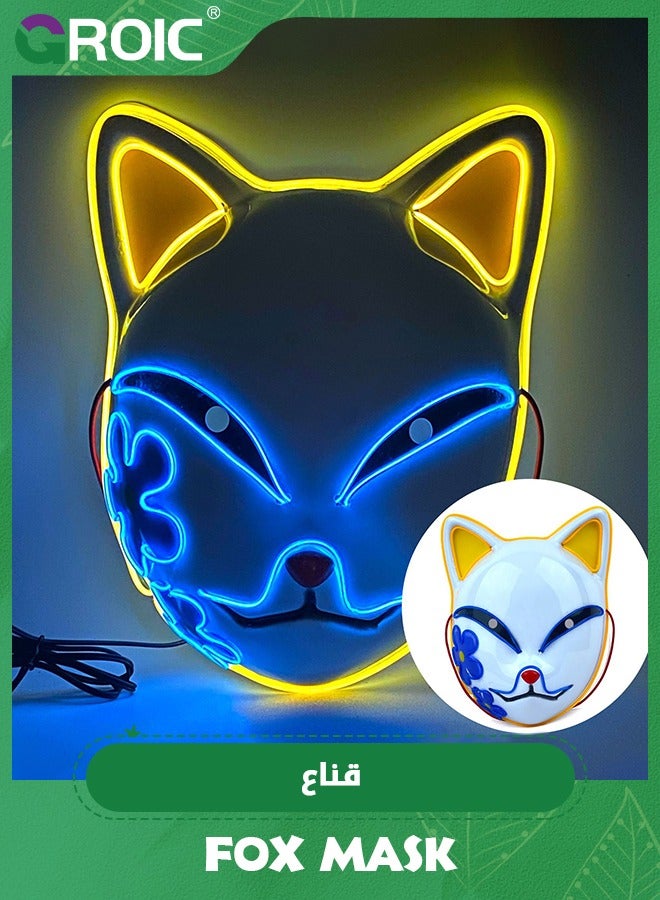 GROIC قناع فوكس LED قناع حفلة، قناع قاتل الشياطين، قناع كوسبلاي، قناع انمي ياباني متوهج، أدوات تصوير ألعاب، ألعاب تظاهر - Image 5
