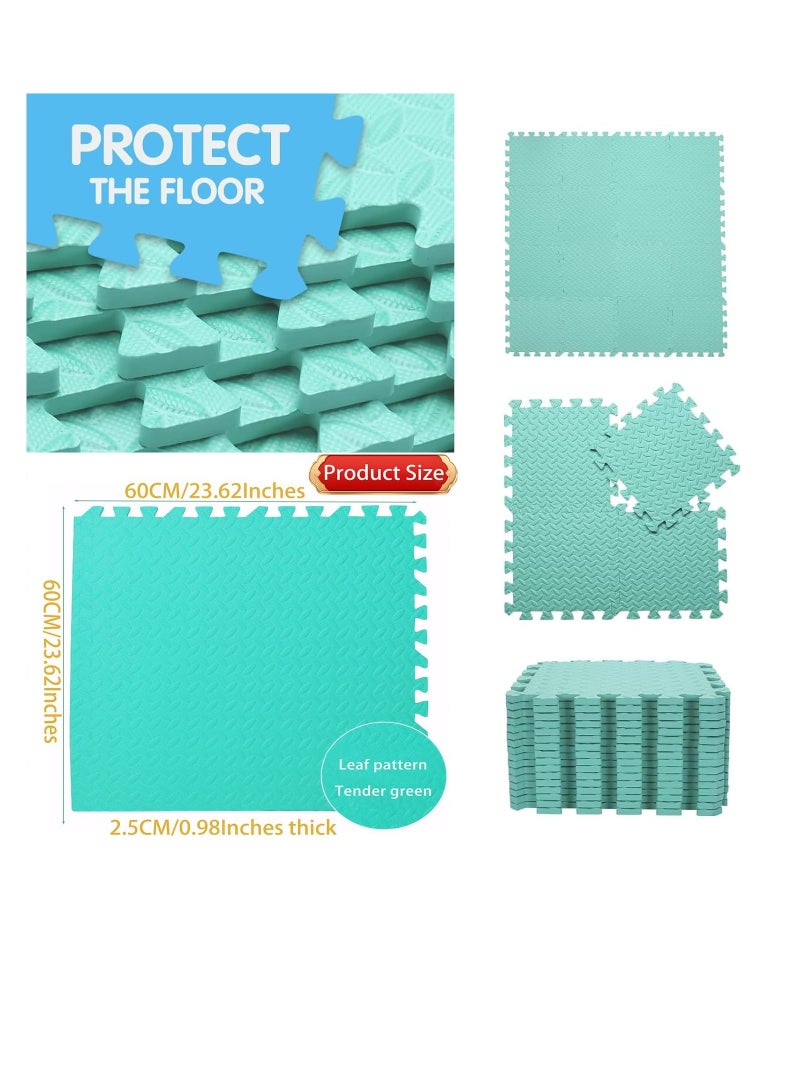 6 بلاط (60x60x2.5cm كل بلاط) بلاط أرضية الرغوة، طفل الزحف حصيرة & الصالة الرياضية المنزلية حصيرة اليوغا، ناعمة غير سامة سميكة متشابكة مربع لغز لعب حصيرة للأطفال الصغار، ممارسة اللياقة البدنية للأطفال، Playpen سجادة الزحف (الأخضر) - Image 2