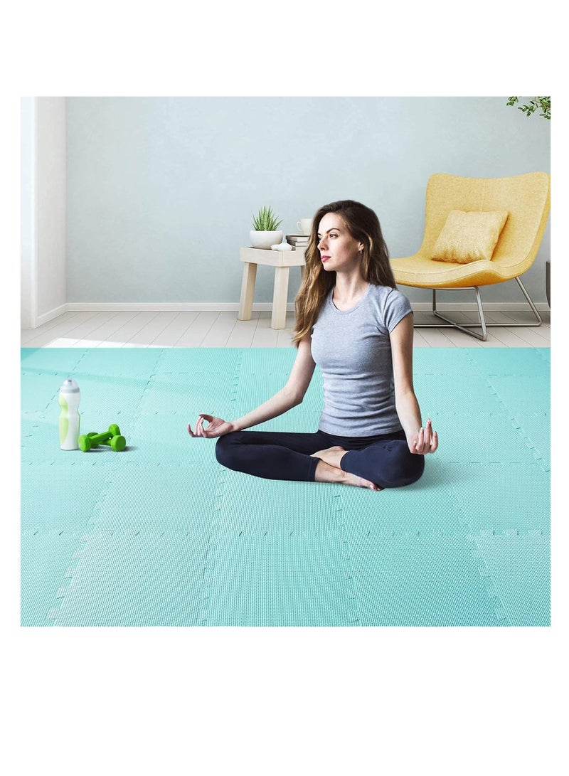 6 بلاط (60x60x2.5cm كل بلاط) بلاط أرضية الرغوة، طفل الزحف حصيرة & الصالة الرياضية المنزلية حصيرة اليوغا، ناعمة غير سامة سميكة متشابكة مربع لغز لعب حصيرة للأطفال الصغار، ممارسة اللياقة البدنية للأطفال، Playpen سجادة الزحف (الأخضر) - Image 4