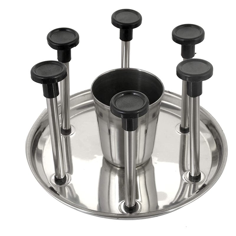 dhavl Stainless Steel and Virgin Glass Holder for 6 Glasses and Glass Stand Steel for KitchenDining Table Steel Glass Stand Virgin Stainless Steel - Image 4