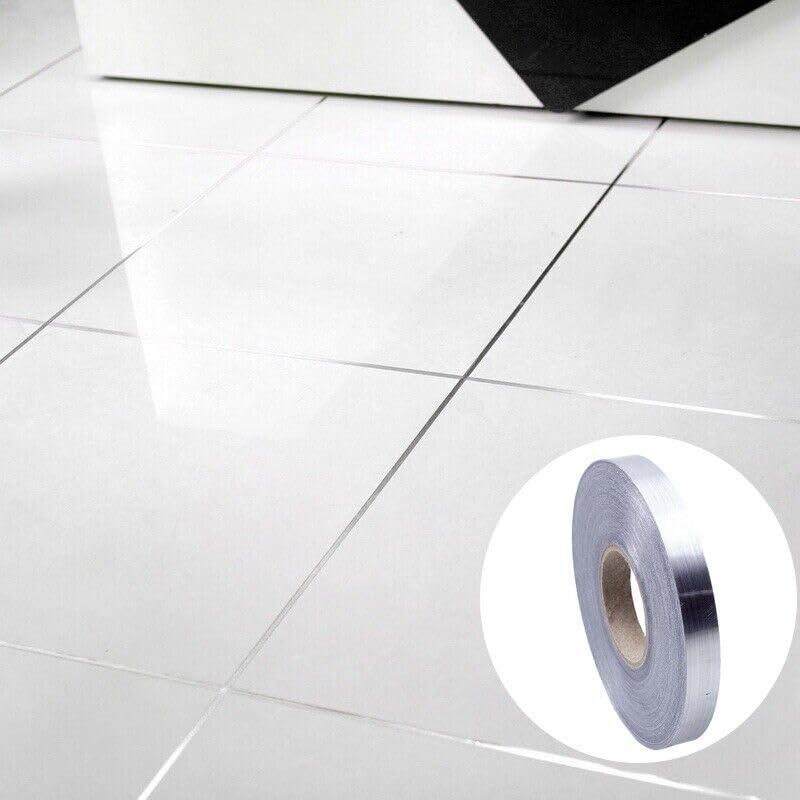 LOCANS LOCANS Home Tile Sticker Waterproof Gap Sealing Tape Strip for Floor and Wall Easy Installation Decorative Adhesive Tile Decoration DIY Home Improvement 1cm x 50m Silver 