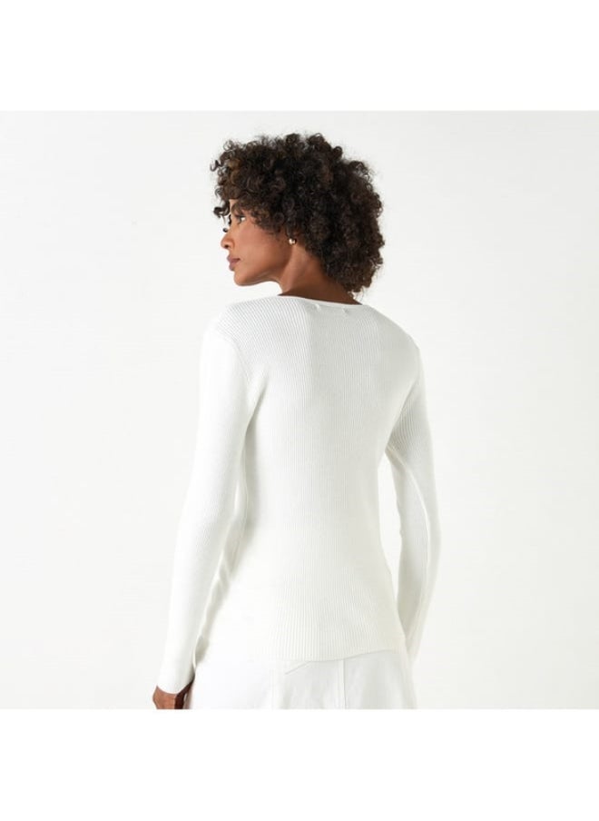 2Xtremz - 2Xtremz Ribbed V-Neck Sweater with Long Sleeves - Image 1