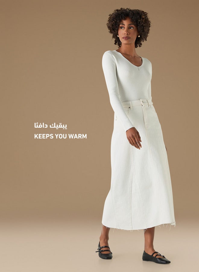 تواكستريمز كنزة بياقة على شكل حرف  مضلعة بأكمام طويلة من - Image 2