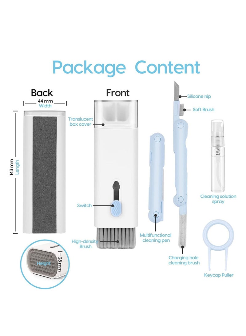 Altheqa 7 in 1 Keyboard Cleaner Set, Computer MacBook Earphone Cleaning Kit, Tablet and Screen Dust Brush Including Soft Sweep, Swipe, 3 in 1 Airpod Cleaner Pen, Key Puller and Spray Bottle Blue - Image 2