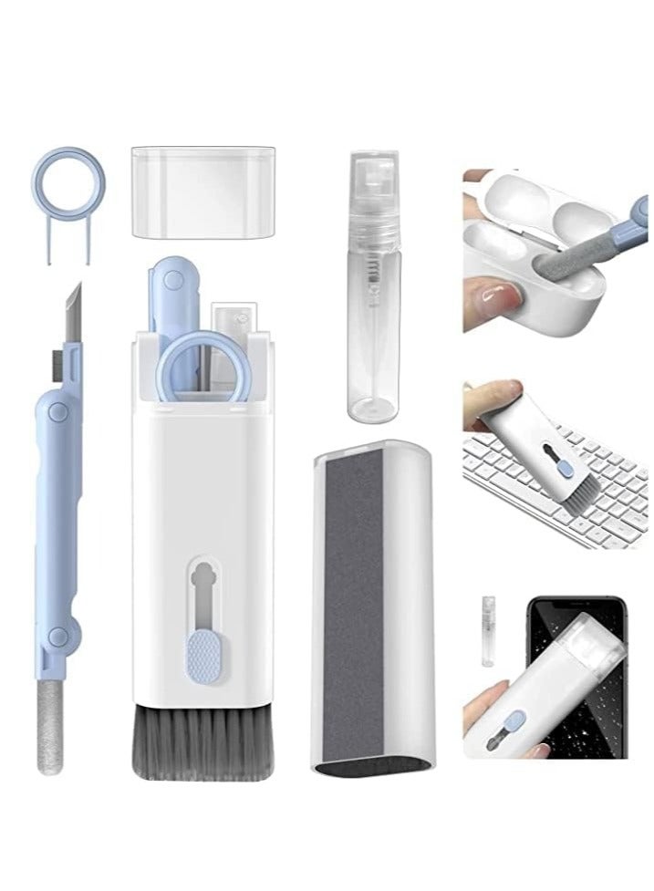 Altheqa 7 in 1 Keyboard Cleaner Set, Computer MacBook Earphone Cleaning Kit, Tablet and Screen Dust Brush Including Soft Sweep, Swipe, 3 in 1 Airpod Cleaner Pen, Key Puller and Spray Bottle Blue - Image 1