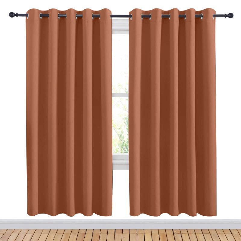 NICETOWN Halloween Burnt Orange Blackout Draperies Curtains for Kids Room  Window Treatment Thermal Insulated Solid Grommet Blackout Drape Panels for Bedroom (Set of 2  70 by 72 inches) - Image 2