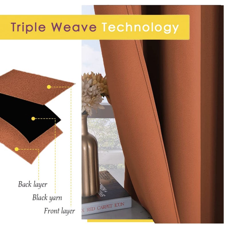 NICETOWN Halloween Burnt Orange Blackout Draperies Curtains for Kids Room  Window Treatment Thermal Insulated Solid Grommet Blackout Drape Panels for Bedroom (Set of 2  70 by 72 inches) - Image 4