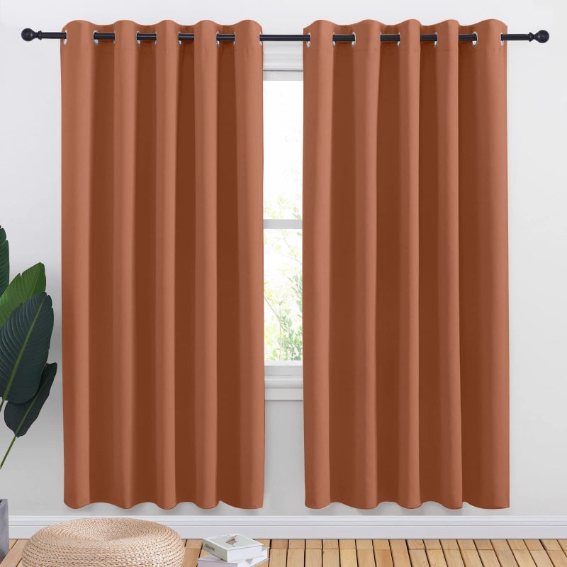 NICETOWN Halloween Burnt Orange Blackout Draperies Curtains for Kids Room  Window Treatment Thermal Insulated Solid Grommet Blackout Drape Panels for Bedroom (Set of 2  70 by 72 inches) - Image 1