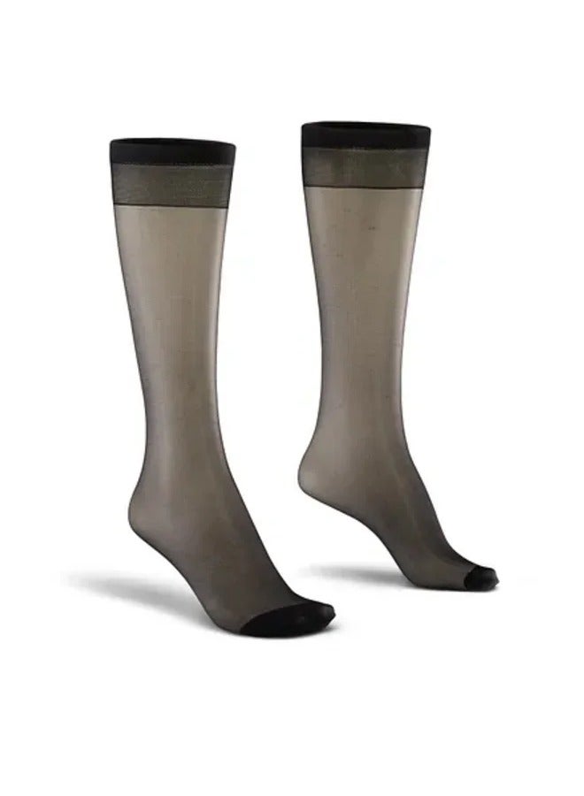 Women's Black Sheer Knee-Length Socks - Value Pack of 5 Pairs - Lightweight and Stylish Socks for Everyday Wear and Special Occasions - Image 2
