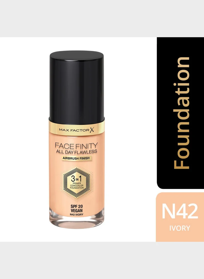 Max Factor Max Factor Facefinity All Day Flawless 3 in 1 Foundation – N42 – Ivory, 30ml