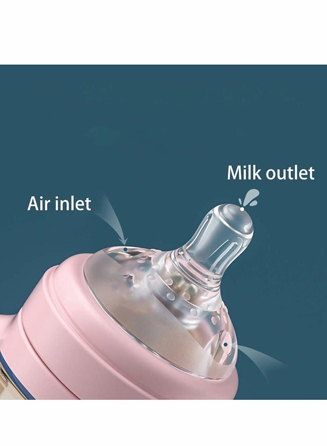 سيوسي كوب الشرب المقاوم للانسكاب مع مقابض ، زجاجة رضاعة 240 مل مع حلمة تدفق متوسط ، تصميم كرة الجاذبية 360 درجة مانعة للتسرب ، كوب انتقال لتعليم الطفل بمقبض مزدوج مضاد للسقوط 6+ أشهر (وردي) - Image 4