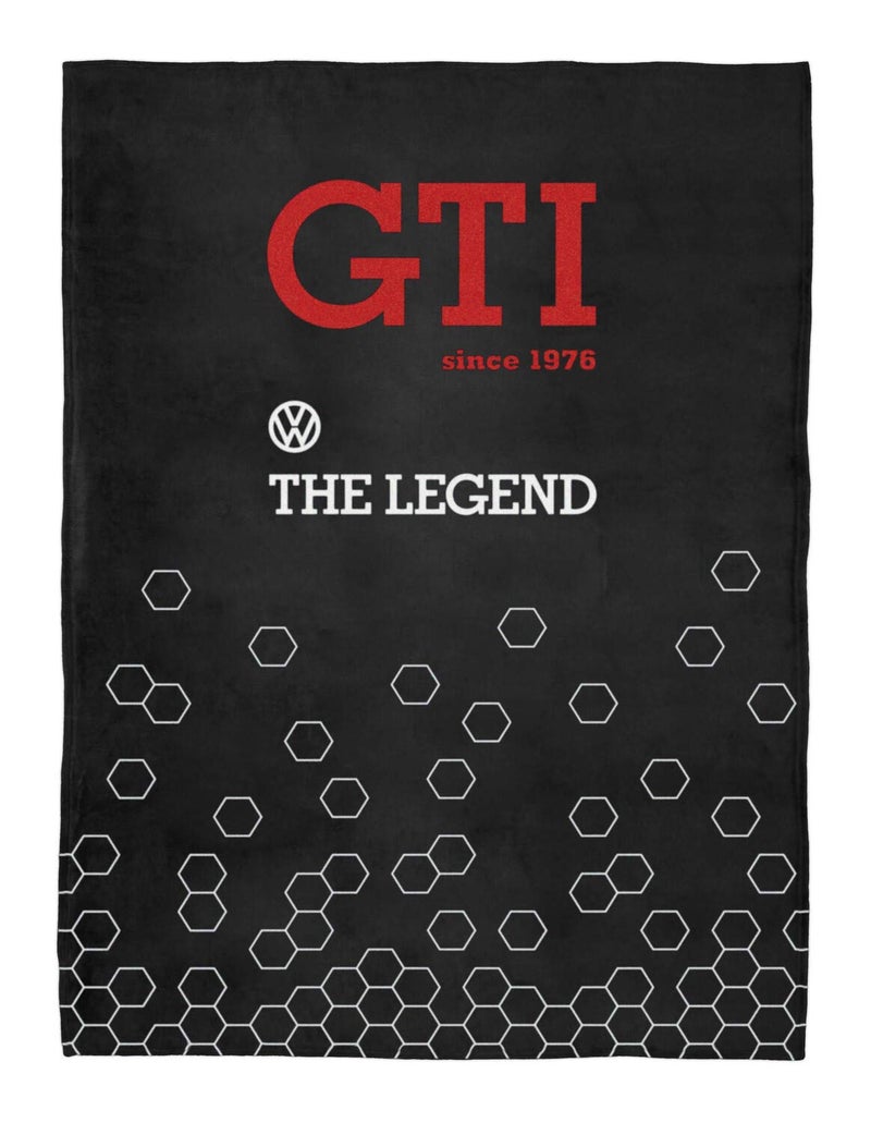 بطانية فليس ناعمة من مجموعة بريزا من فولكس فاجن بتصميم GTI 150x200 سم 59x787 بوصة GTI الأسطورة باللون الأسود